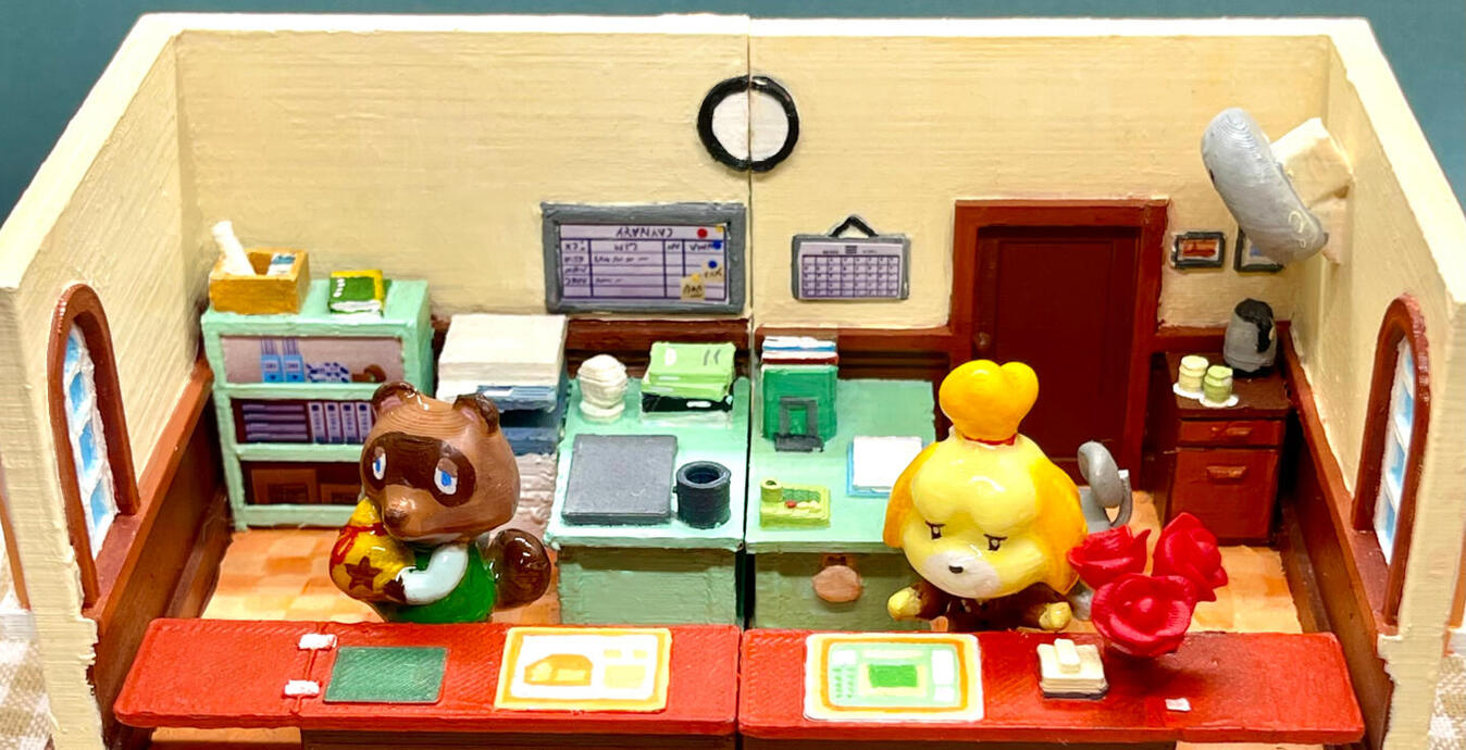 Animal Crossing: New Horizons Town Hall Resident Services - NOOK & ISABELLE [7cm 3D Printing]