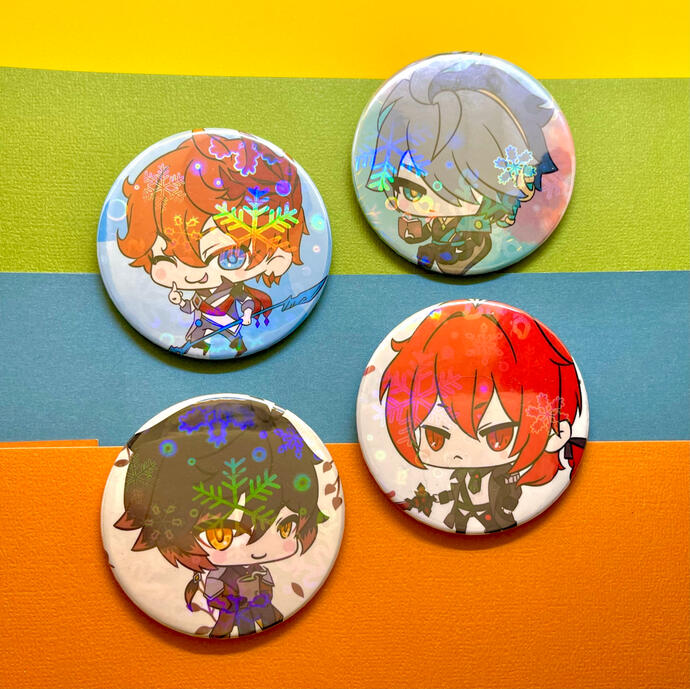 Genshin Impact - Mixed Character Buttons [Metal Badges]